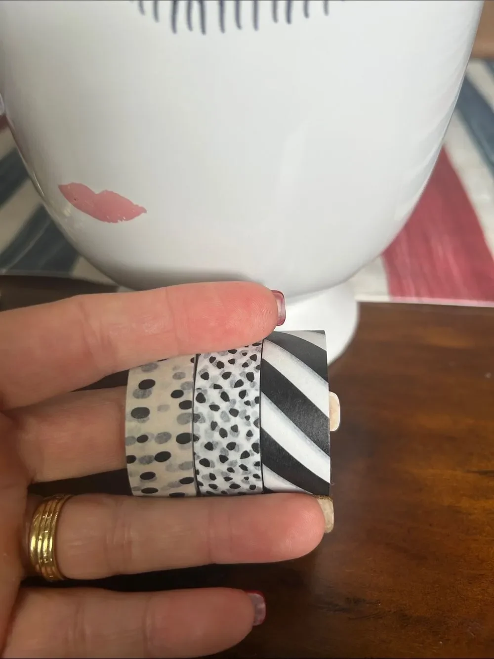 Neutral Black & White Decorative Washi Tape Trio set of 3 like new